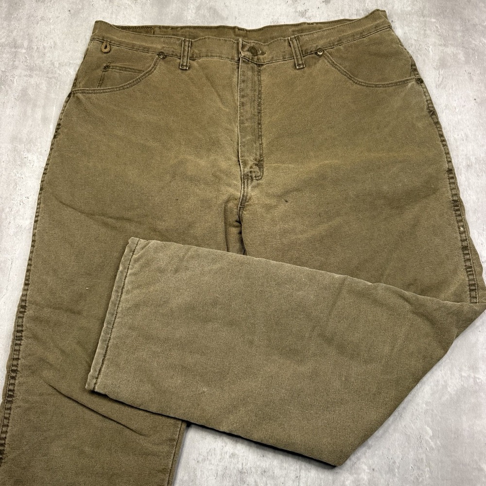 Vintage 90s Wrangler Rugged Wear Blanket Lined Jeans 40x30 Brown Made In USA